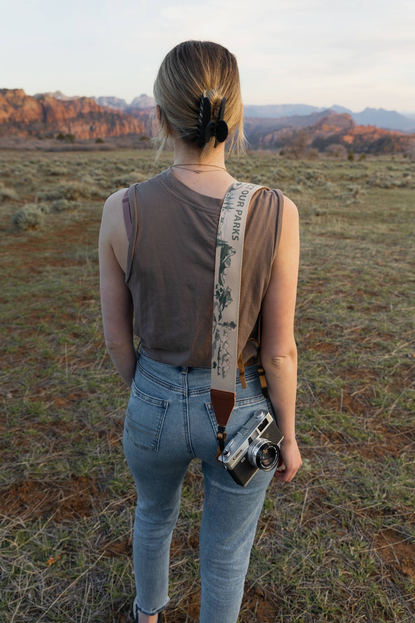 National Park Inspired Camera Strap Brown